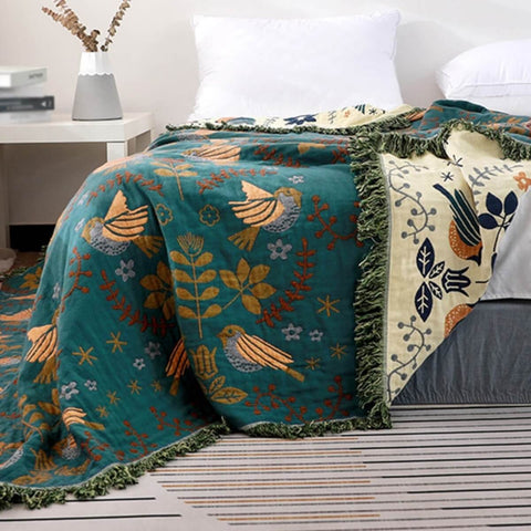 Scandinavian Bird Throw Blanket