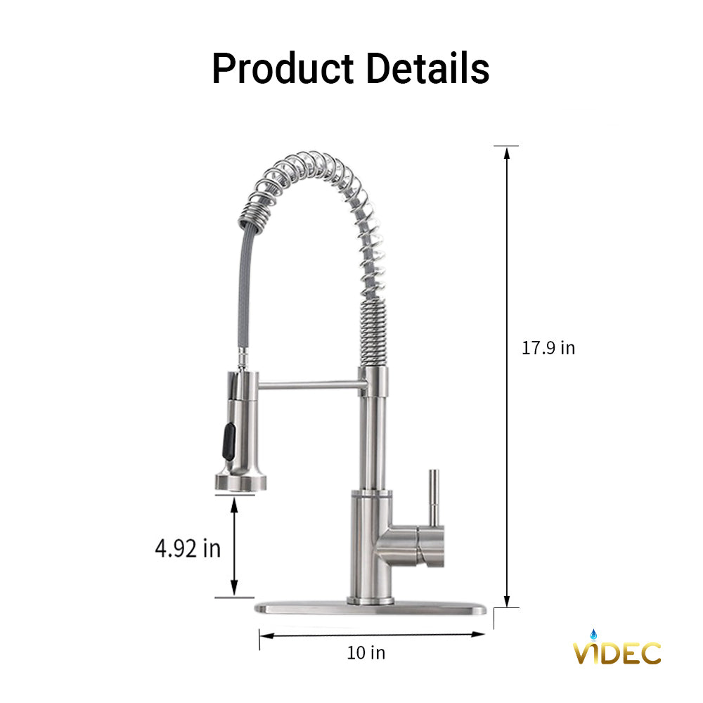 VIDEC KW-68J Smart Kitchen Faucet, 3 Modes Pull Down Sprayer, Smart LED For Water Temperature Control, Ceramic Valve, 360-Degree Rotation, 1 Or 3 Hole - View #4