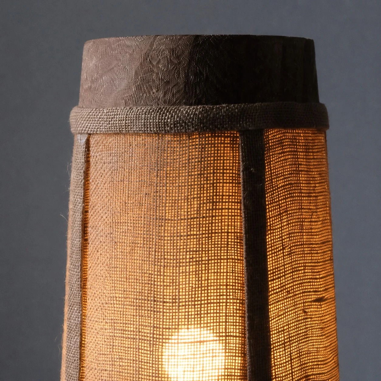 Close-up of gray pressed pleat upper frame